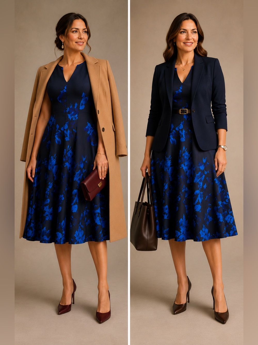Julia Jordan Floral Fit & Flare Dress Size 12 Navy Blue Cobalt Floral NWT
